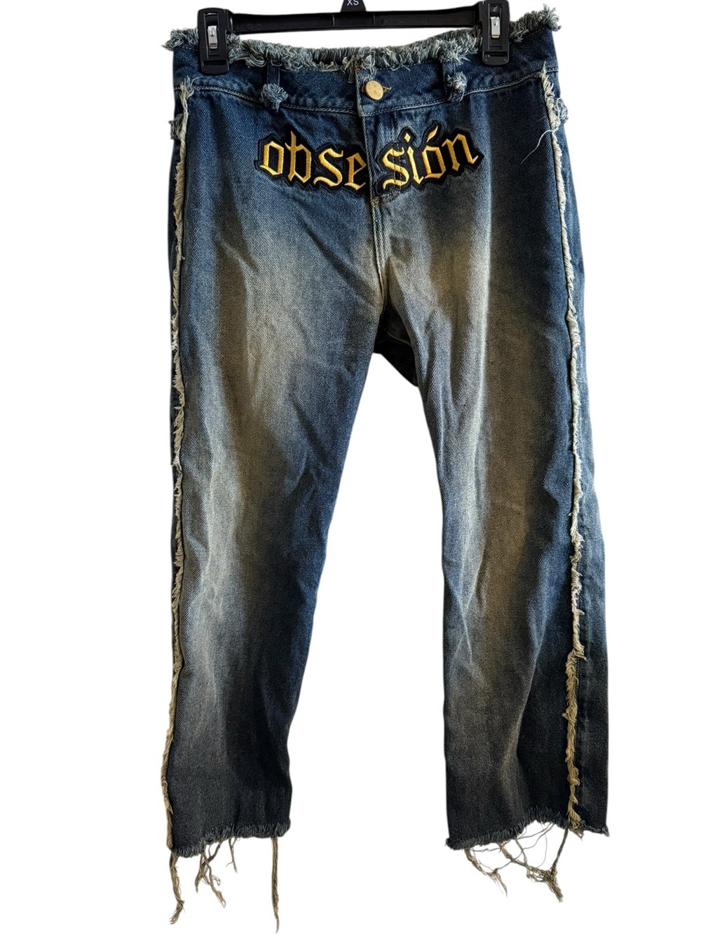 RARE Bodied By Kali Uchis Low Rise Obsesion Raw Hem Blue Capri Crop Jeans